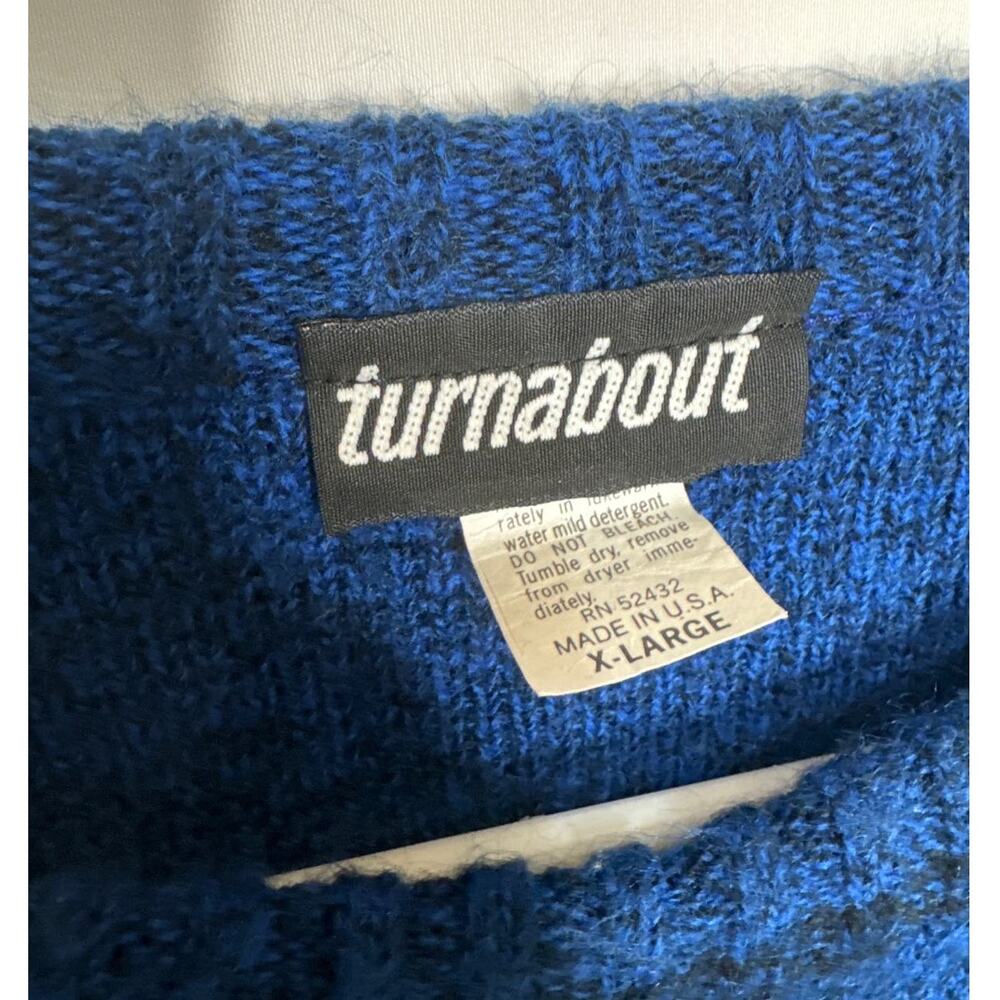 Vintage Y2K Turnabout crew neck multipattern sweater blue, black & white size XL - Picture 4 of 9